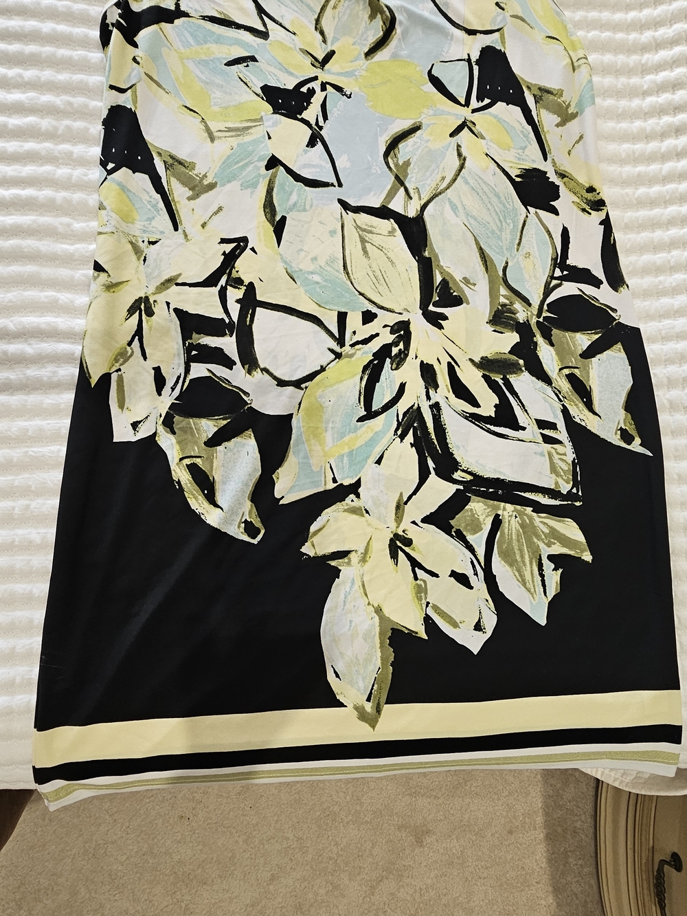 Kim Rogers White, Black, Yellow & Light Blue Floral Cowl Neck Midi Dress - Picture 5 of 6